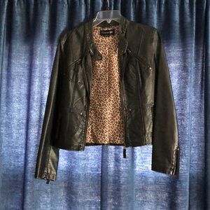 Black metallic leather jacket